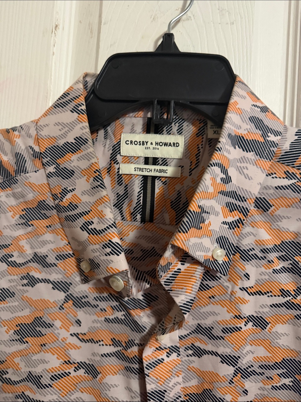 Crosby & Howard Orange and Black Patterned Stretch Button-Down Shirt